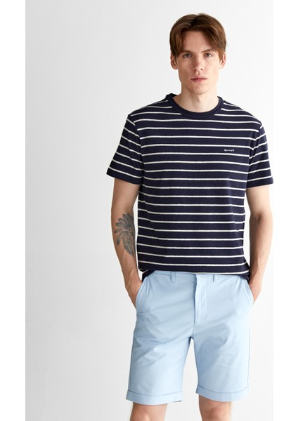 Erkek Lacivert Regular Fit Bisiklet Yaka Çizgili T-Shirt 2003326.433