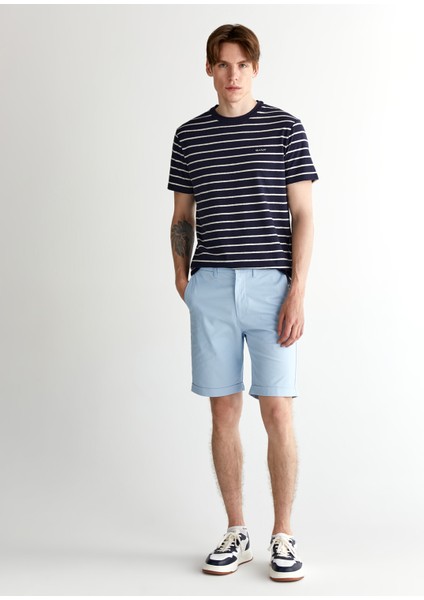 Erkek Lacivert Regular Fit Bisiklet Yaka Çizgili T-Shirt 2003326.433 fırsatları