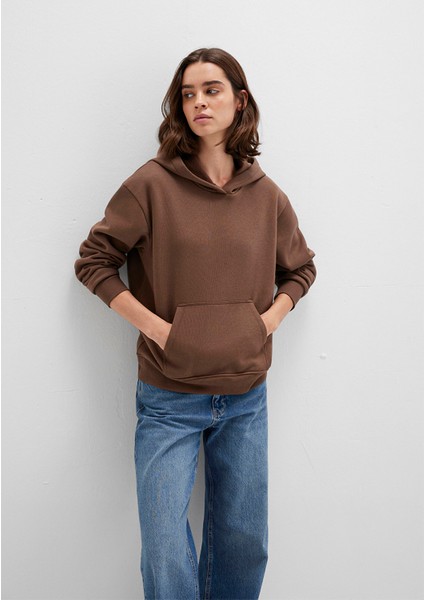 Kapüşonlu Kahverengi Basic Sweatshirt 167299-81959