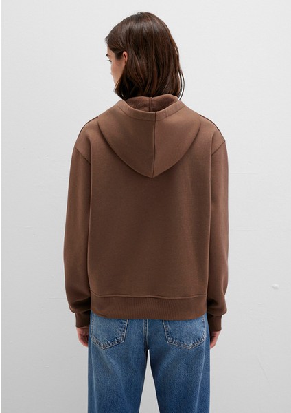 Kapüşonlu Kahverengi Basic Sweatshirt 167299-81959