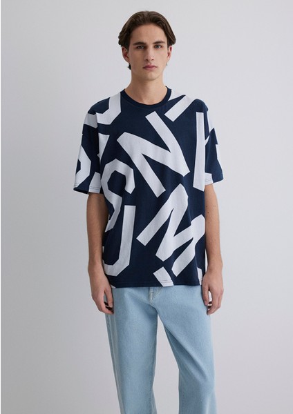 MVJNS Baskılı Lacivert Tişört 0610271-70490