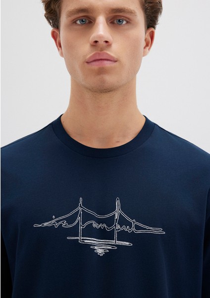 İstanbul Baskılı Lacivert Tişört 0611881-70490