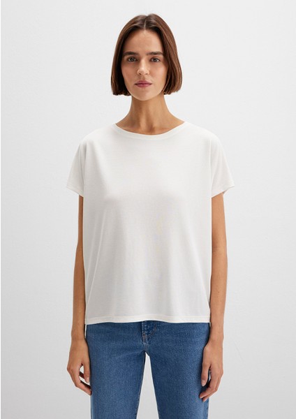 Lux Touch TENCEL TM Modal Ekru Basic Tişört 167245-25705