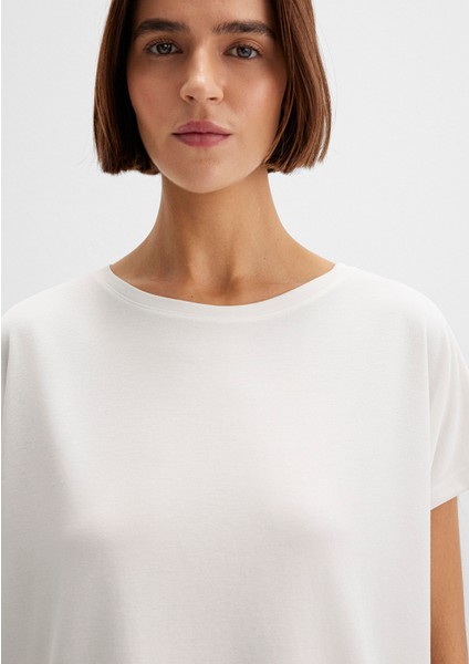 Lux Touch TENCEL TM Modal Ekru Basic Tişört 167245-25705