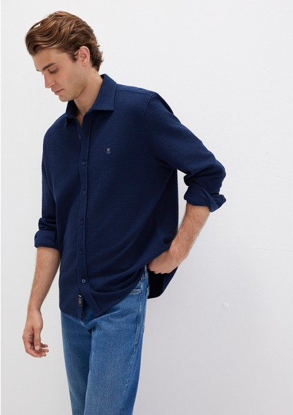 M Logo Nakışlı Lacivert Örme Gömlek 0211789-70497