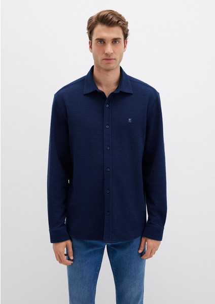 M Logo Nakışlı Lacivert Örme Gömlek 0211789-70497
