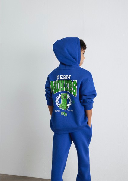 Minecraft Baskılı Mavi Sweatshirt 6S10174-70896