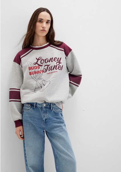 Bugs Bunny Baskılı Gri Sweatshirt 1S10464-83096