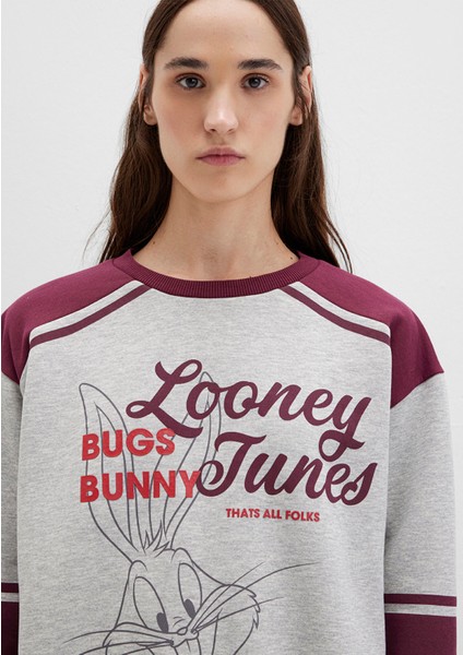 Bugs Bunny Baskılı Gri Sweatshirt 1S10464-83096