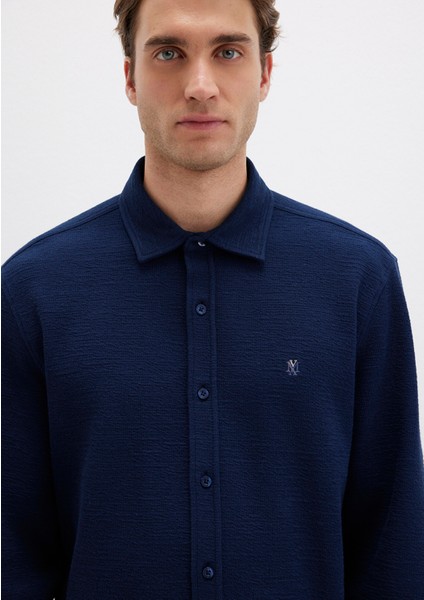 M Logo Nakışlı Lacivert Örme Gömlek 0211789-70497