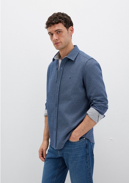 M Logo Nakışlı Lacivert Örme Gömlek 0211763-70718