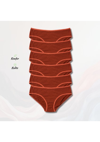 Ezowear Kadın 5’li Pamuklu Külot Seti - Kiremit