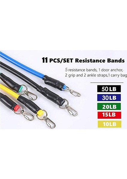 Avessa ESC-500 5'li Direnç Lastiği Set Çok Fonksiyonlu Vücüt Geliştirme Direnç Lastiği Seti 11 Parça fırsatları