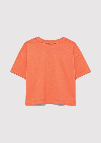 Mavi Logo Baskılı Turuncu Crop Tişört 7610181-71271