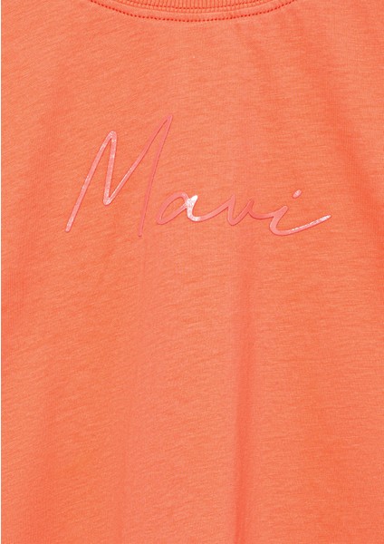 Mavi Logo Baskılı Turuncu Crop Tişört 7610181-71271