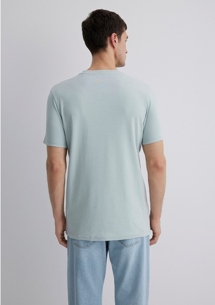 Mavi Logo Baskılı Yeşil İnterlok Tişört 0610360-70148