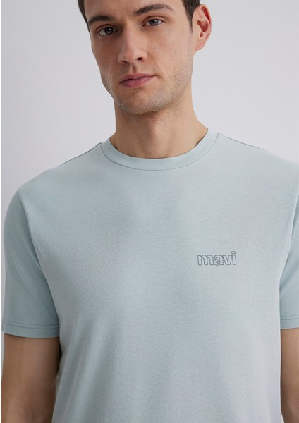 Mavi Logo Baskılı Yeşil İnterlok Tişört 0610360-70148