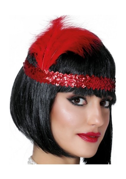 Kırmızı Renk Çarliston Saç Bandı