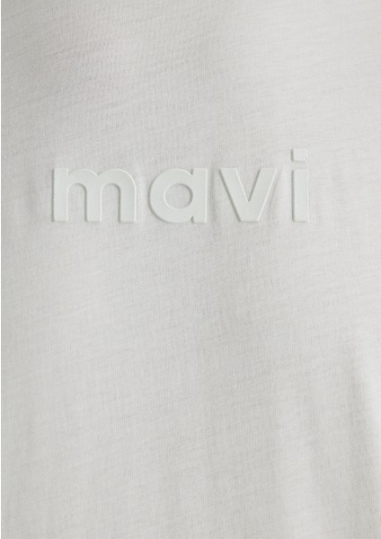 Mavi Logo Baskılı Ekru Tişört 0612732-70142