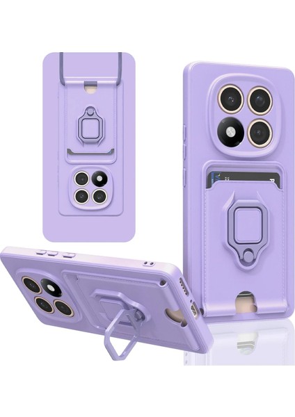 Xiaomi Redmi Note 14 Pro Plus Kılıf Zuma Kartvizitli Yüzüklü Silikon - Lila