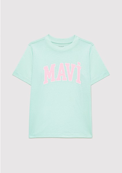 Mavi Logo Baskılı Yeşil Tişört 7610109-71643