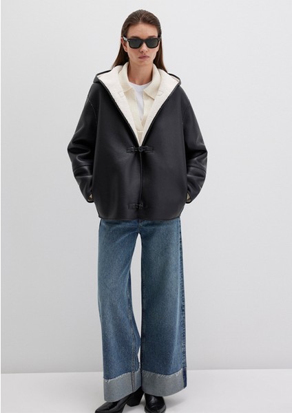 Siyah Suni Deri Ceket 1110612-900