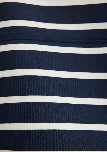 Mavi Logo Baskılı Lacivert Çizgili Sweatshirt 1S10118-81518