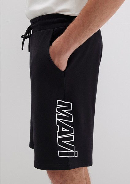 Mavi Baskılı Siyah Şort 0410225-900