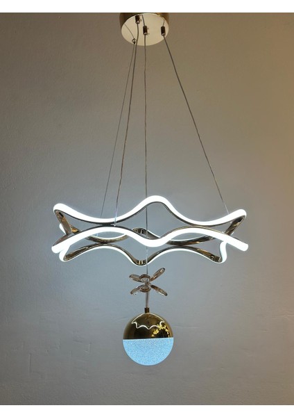 Modern Lüks Salon Model Ledlı 3 Renk Krom Sarkıt Avıze