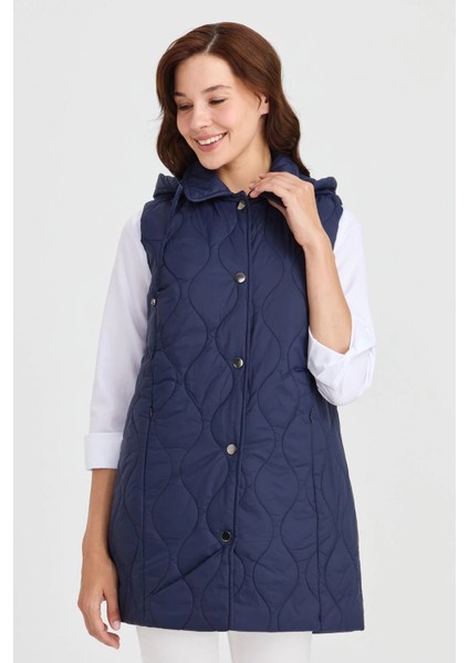 Kadın Kapüşonlu Kapitone Yelek 23406-26K