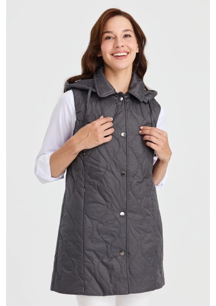 Kadın Kapüşonlu Kapitone Yelek 23406-26K