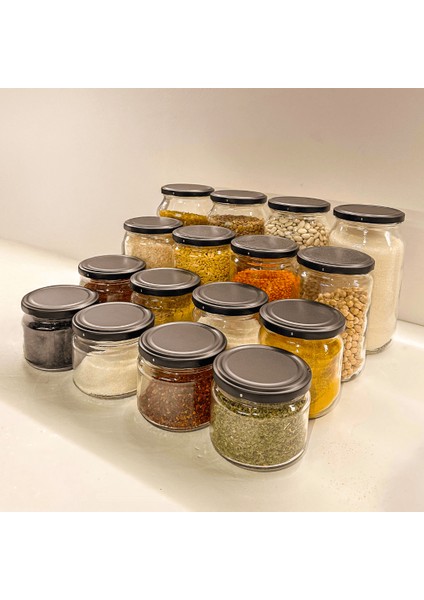 Home 12'li 660 ml Mat Siyah Kapaklı Shrinkli Baharatlık Kavanoz fırsatları