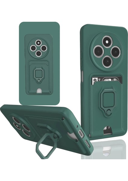 Xiaomi Redmi 14C Kılıf Zuma Kartvizitli Yüzüklü Silikon - Yeşil