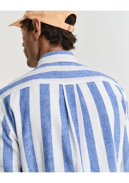 Erkek Mavi Regular Fit Düğmeli Yaka Çizgili Gömlek 3250043.407 modelleri