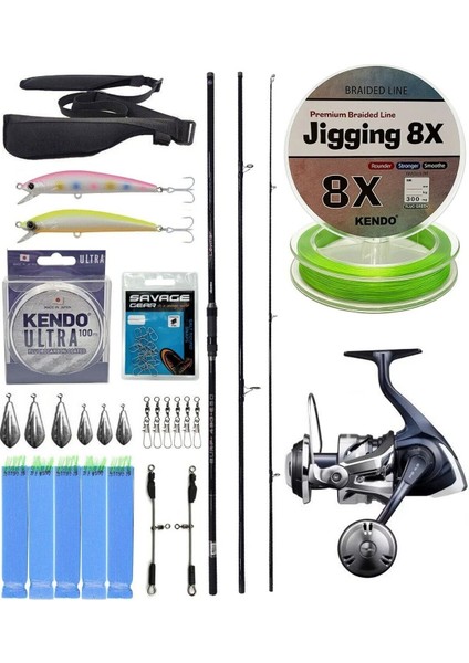 Yekoutdoor Yüksek Performans Okuma Ceymar Surf 4,30 M 100-250 gr 3 Parça Surf Kamışı&shimano Twin Power 8000 Sw C Pg Jig Olta Makinesi