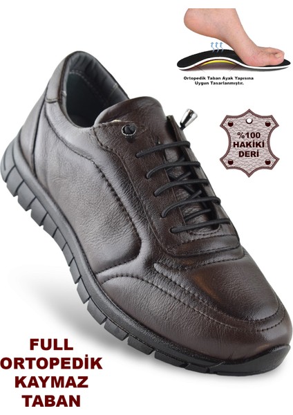 909 Tam Ortopedik Taban Hakiki Deri Erkek Ayakkabı Kadın Ayakkabı Kaymaz Taban Unisex Ayakkabı Lastikli Bağcık