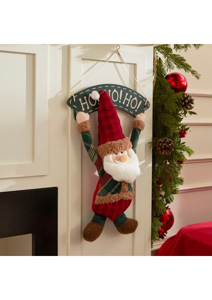 New Year Yılbaşı Green Santa Kapı Süsü 23X7X39 cm