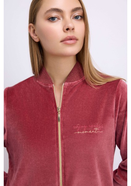 Kadın Kadife Dokulu Fermuarlı Uzun Kollu Elbise (11561) modelleri