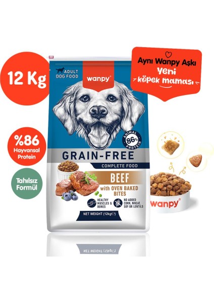 Tahılsız Sığır Etli Yetişkin Köpek Maması 12 kg