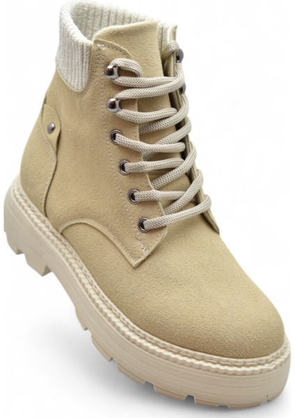 778 Günlük Bağcıklı Fermuarlı Kadın Bot Ayakkabı Kışlık Bayan Bot Nubuk Malzeme