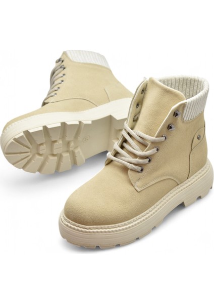 778 Günlük Bağcıklı Fermuarlı Kadın Bot Ayakkabı Kışlık Bayan Bot Nubuk Malzeme