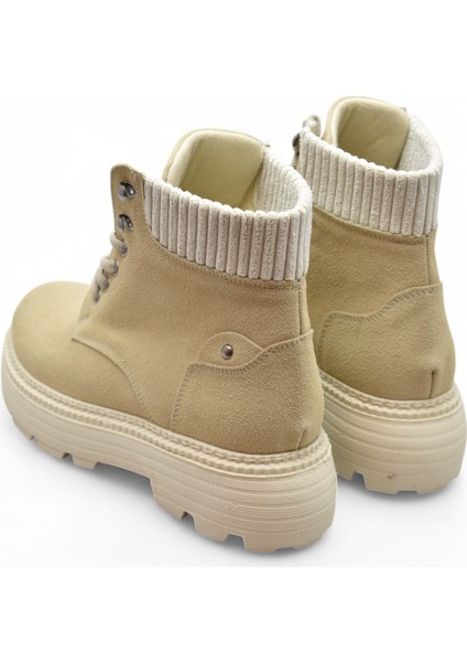 778 Günlük Bağcıklı Fermuarlı Kadın Bot Ayakkabı Kışlık Bayan Bot Nubuk Malzeme