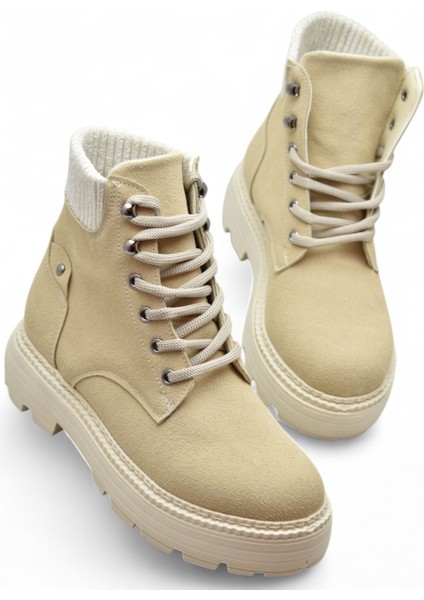 778 Günlük Bağcıklı Fermuarlı Kadın Bot Ayakkabı Kışlık Bayan Bot Nubuk Malzeme