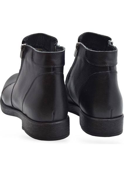 TAB3406 İçi Kürklü Hakiki Deri Erkek Bot Ayakkabı Ortopedik Taban Fermuarlı Deri Bot