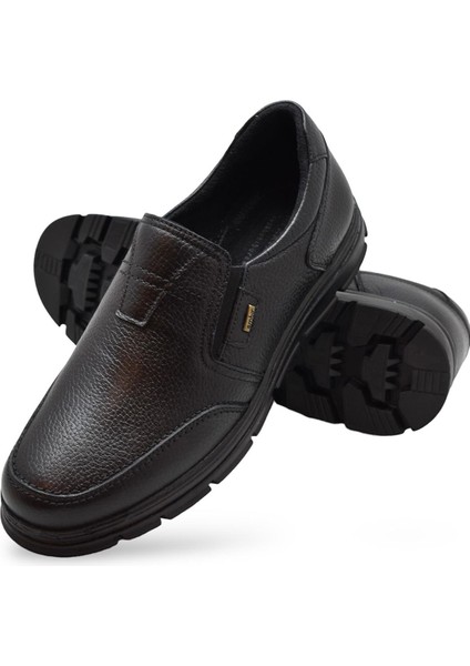 TAB1645-S Kışlık Tam Ortopedik Taban %100 Hakiki Deri Bağcıksız Erkek Ayakkabı Kauçuk Kaymaz Taban