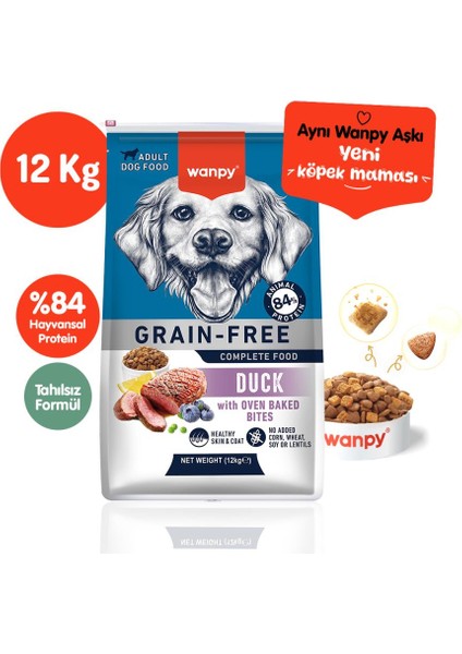 Tahılsız Ördekli Yetişkin Köpek Maması 12 kg