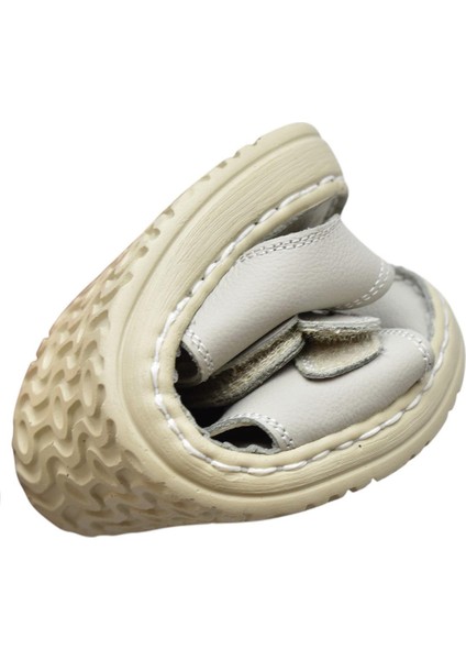 088 Topuk Jelli Tam Ortopedik Taban Hakiki Deri Erkek Sandalet Cırtlı Sandalet