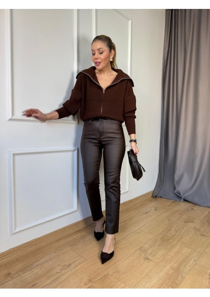 Kahve Fermuarlı Hırka fiyatları