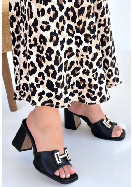 Caren Siyah Cilt Topuklu Terlik fiyatları