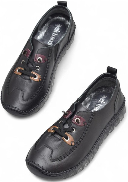 212 Tam Ortopedik Hafif Dolgu Taban Günlük Hakiki Deri Kadın Ayakkabı Anne Ayakkabısı